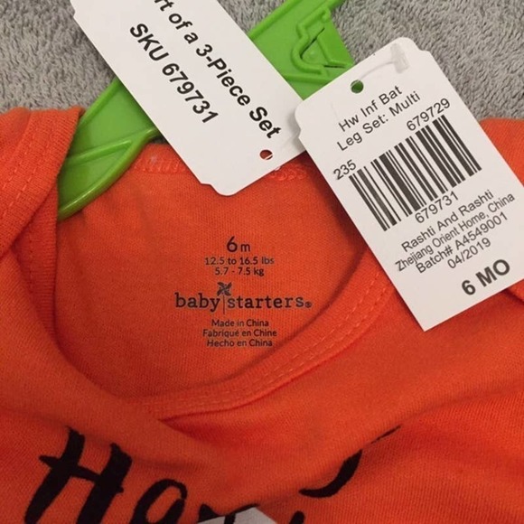 Nwt 6 Mo Infant Bat Complete Outfit Legging Set - Picture 6 of 7